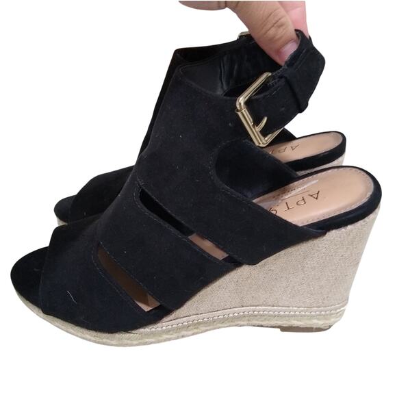 Apt.9 Women's Business Wedge Comfort Black Sandals, Size 6 - Picture 1 of 6